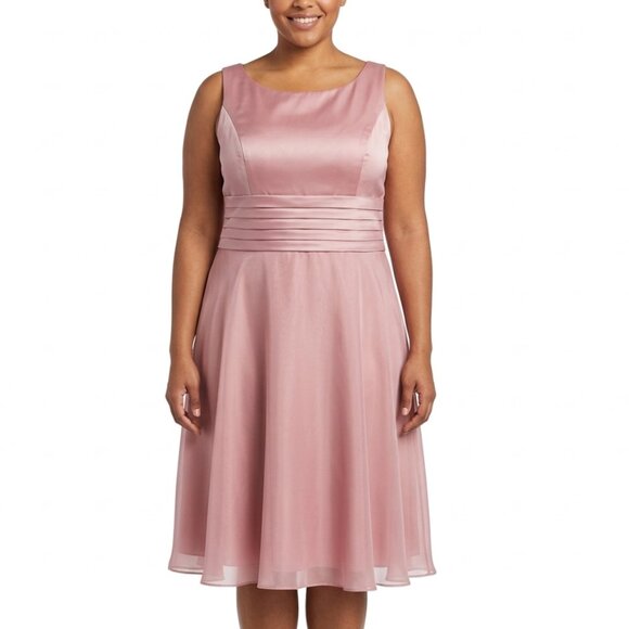Azazie Dresses & Skirts - Azazie Dusty Rose Chiffon Midi Dress Ruched Bodice Romantic Coquette Formal A18